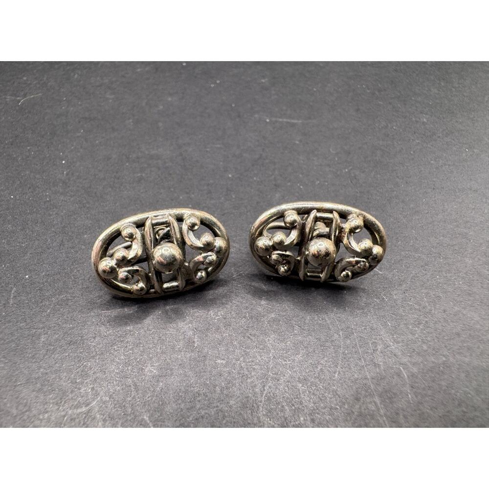 Vintage DANECRAFT Signed 925 Sterling Silver Non Pierce Clip On Earrings 21.6MM